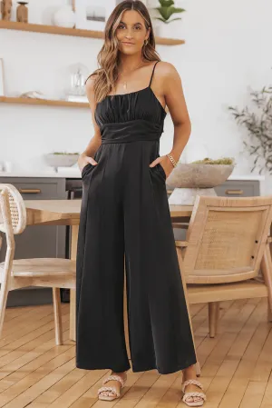 Orange Spaghetti Straps Backless Knot Wide-Leg Jumpsuit