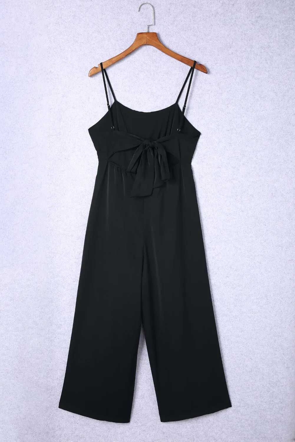 Orange Spaghetti Straps Backless Knot Wide-Leg Jumpsuit