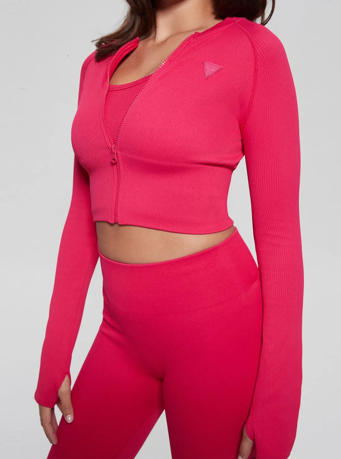 Pink Rib Seamless Active Crop Top