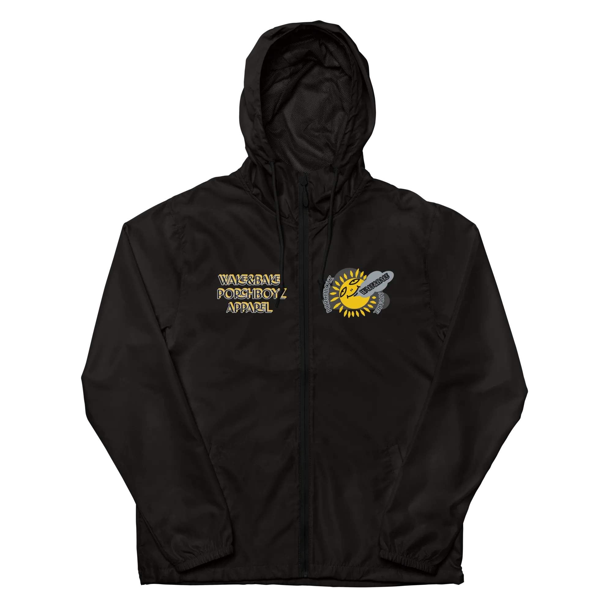 PORCHBOYZ "WAKE&BAKE" Unisex lightweight zip up windbreaker