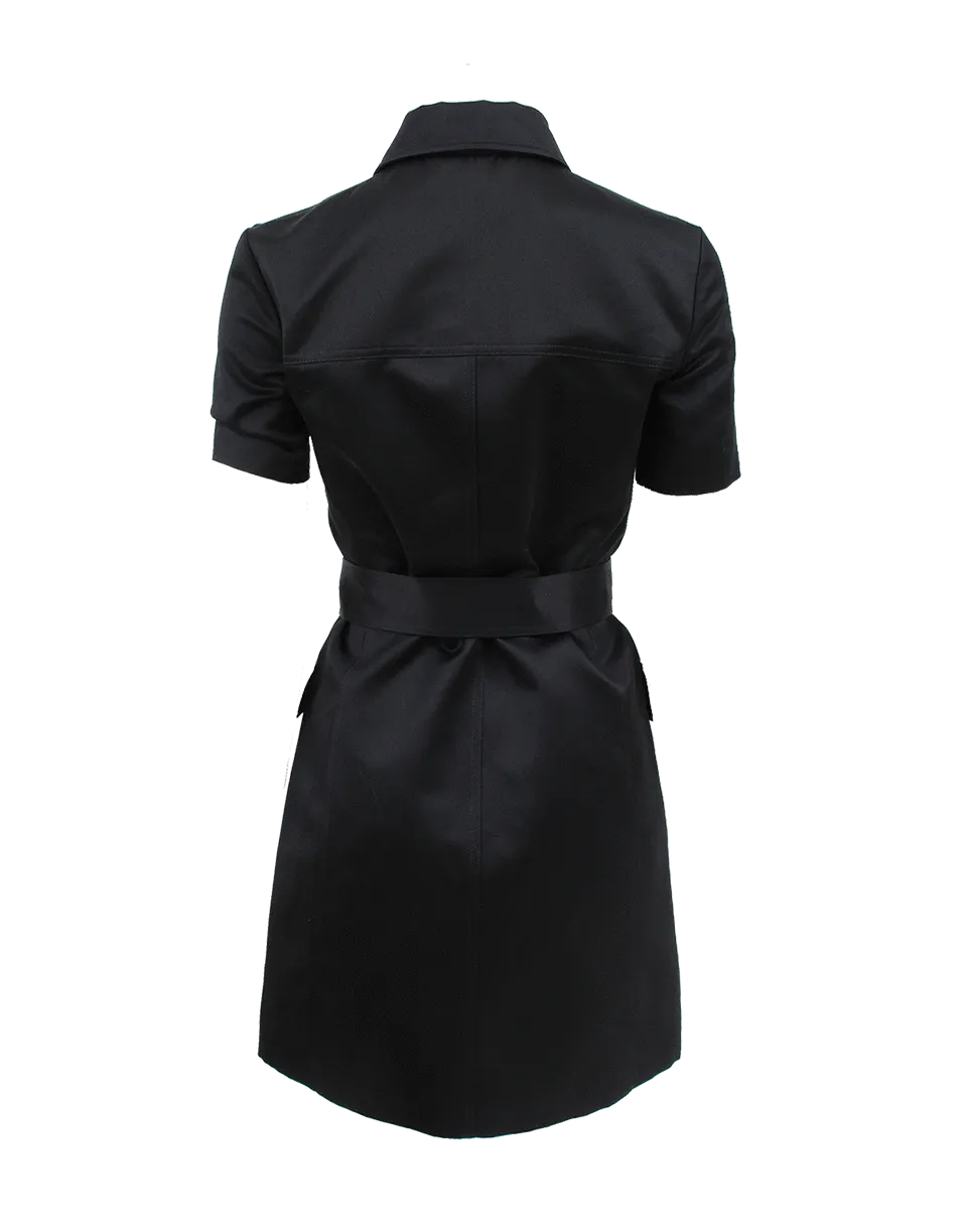Print Block Belted Shirt Dress