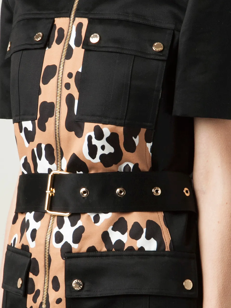 Print Block Belted Shirt Dress