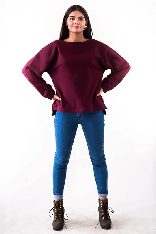 Quinn Maroon Oversized Warm Pullover