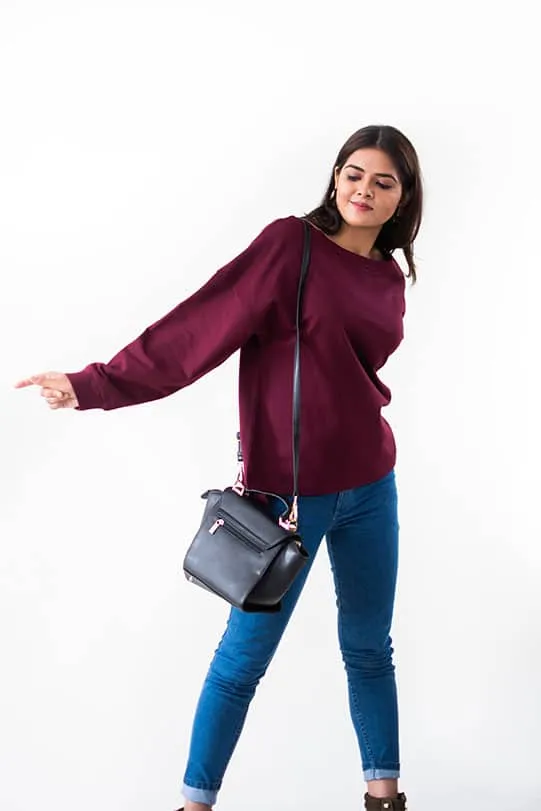 Quinn Maroon Oversized Warm Pullover