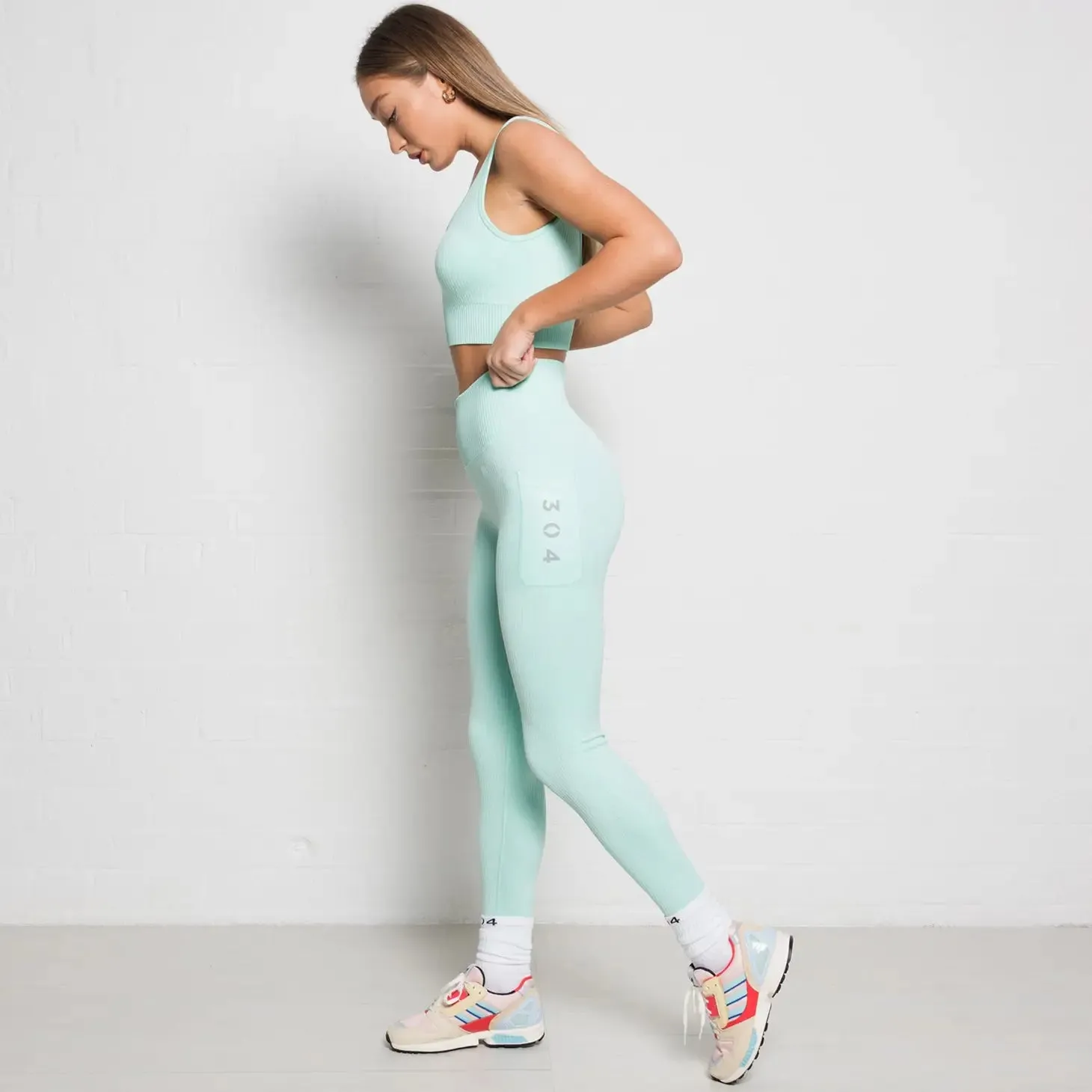 Ribbed Active Athletic Legging Peppermint