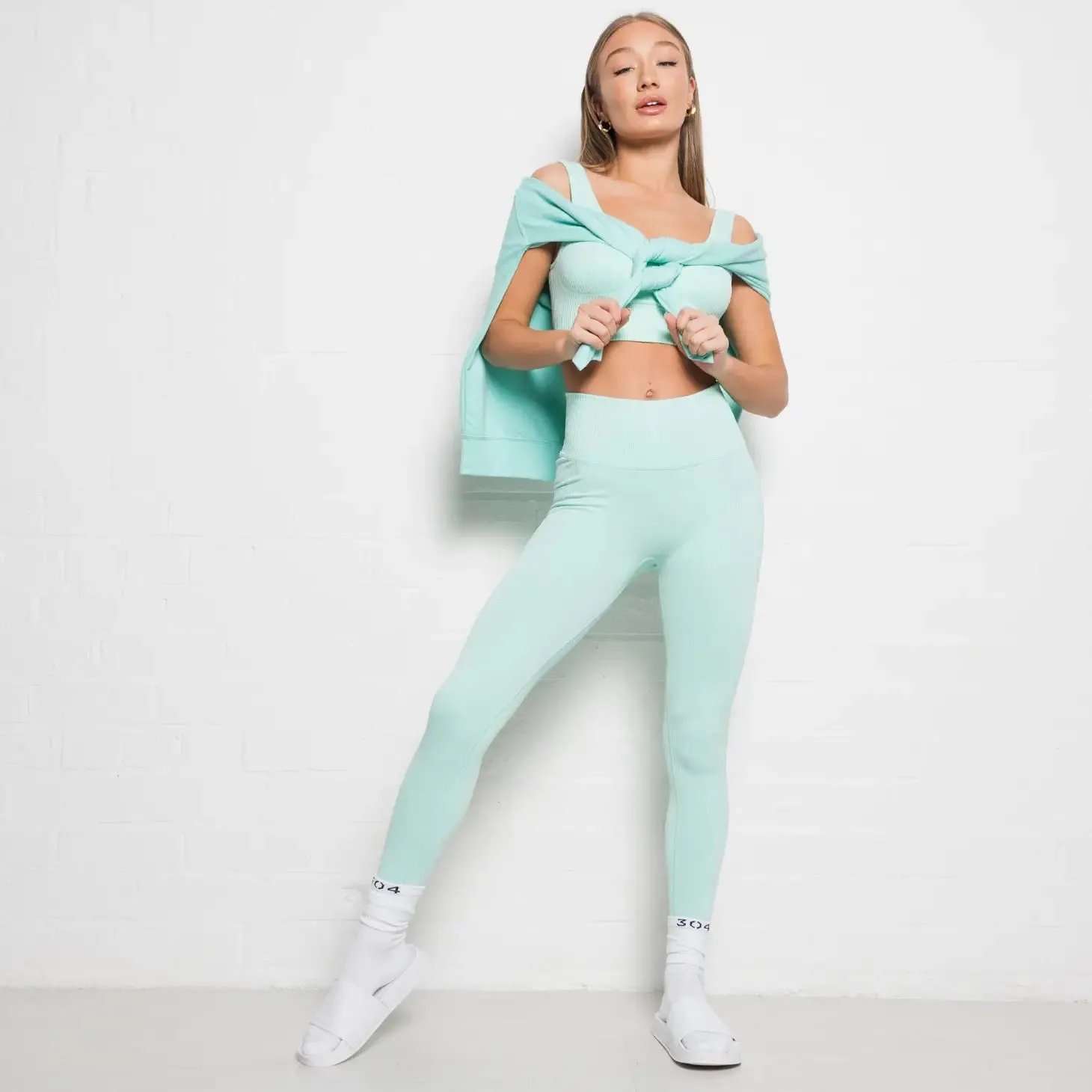 Ribbed Active Athletic Legging Peppermint