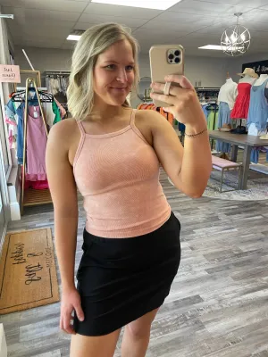 Ribbed Washed Tank - Blush