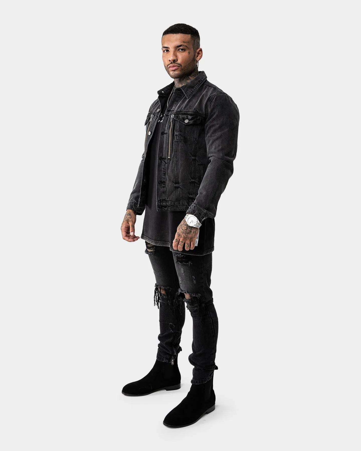 Saint Morta Codex Denim Jacket Vintage Black