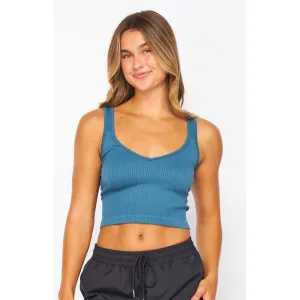 Stretchy Ribbed Seamless Cropped Tank