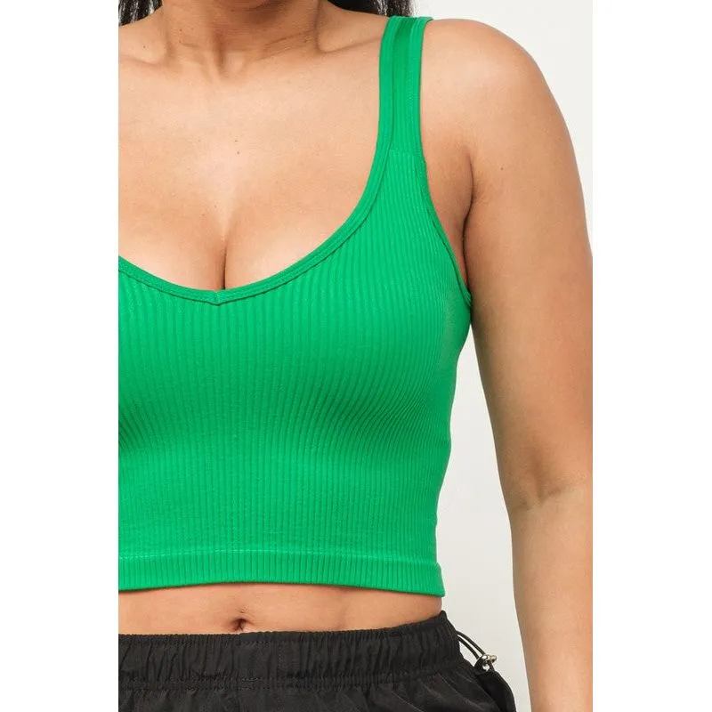 Stretchy Ribbed Seamless Cropped Tank