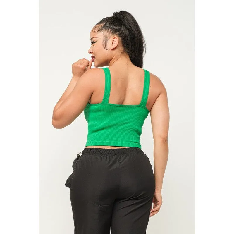 Stretchy Ribbed Seamless Cropped Tank