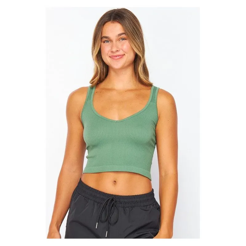 Stretchy Ribbed Seamless Cropped Tank