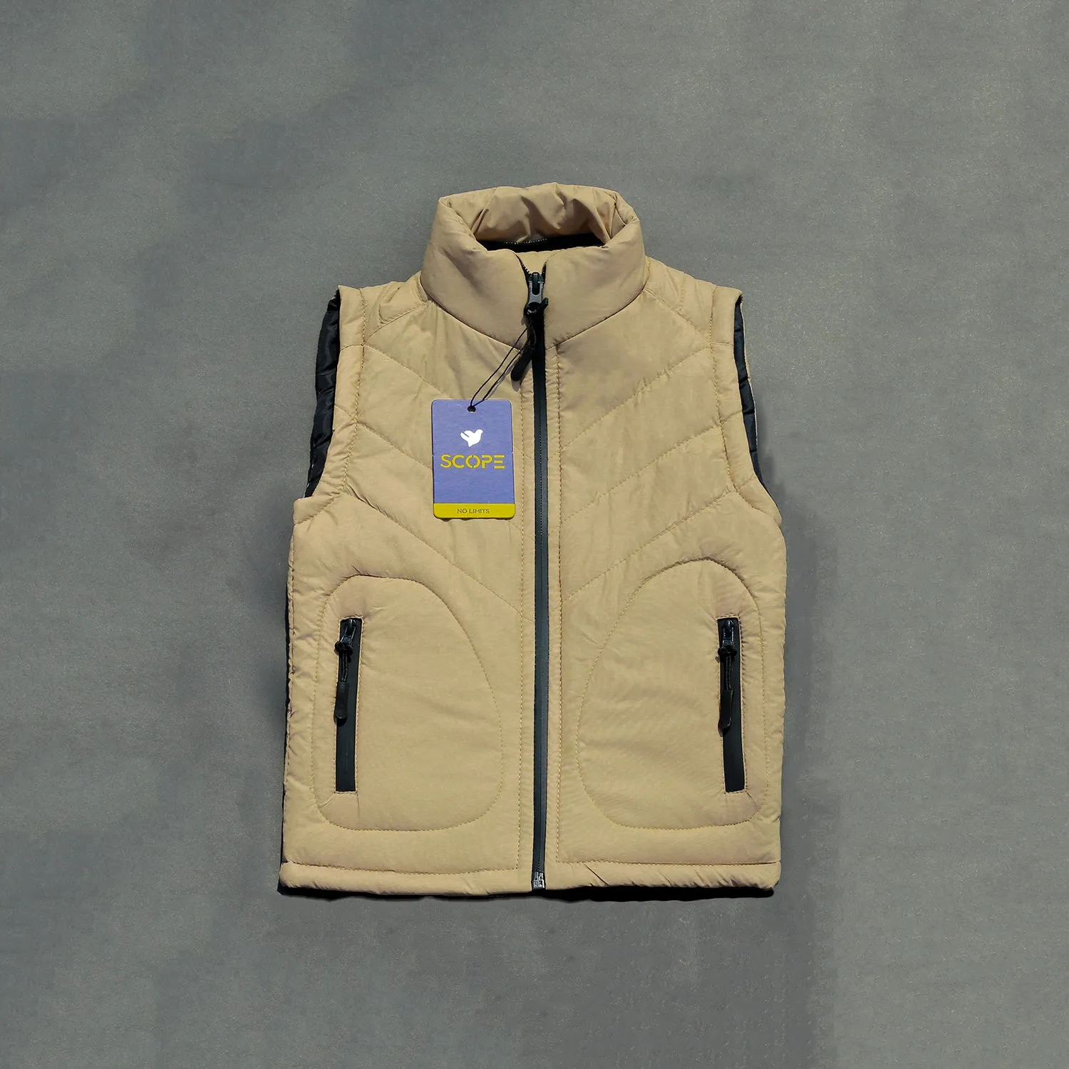 Tan Sleeveless Puffer Jacket V2