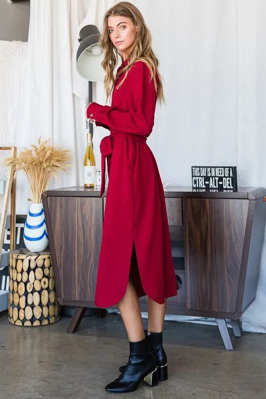 TEEK - Plus Size Button Down Shirt Long Sleeve Dress