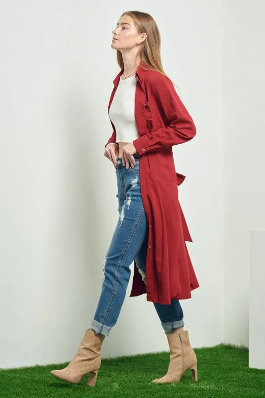 TEEK - Plus Size Button Down Shirt Long Sleeve Dress