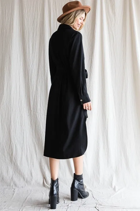 TEEK - Plus Size Button Down Shirt Long Sleeve Dress