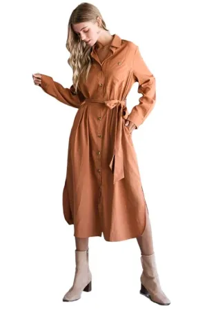 TEEK - Plus Size Button Down Shirt Long Sleeve Dress