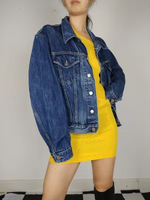 The Dark Diesel Denim | Vintage dark blue denim wash trucker jeans jacket Diesel designer women men unisex  M