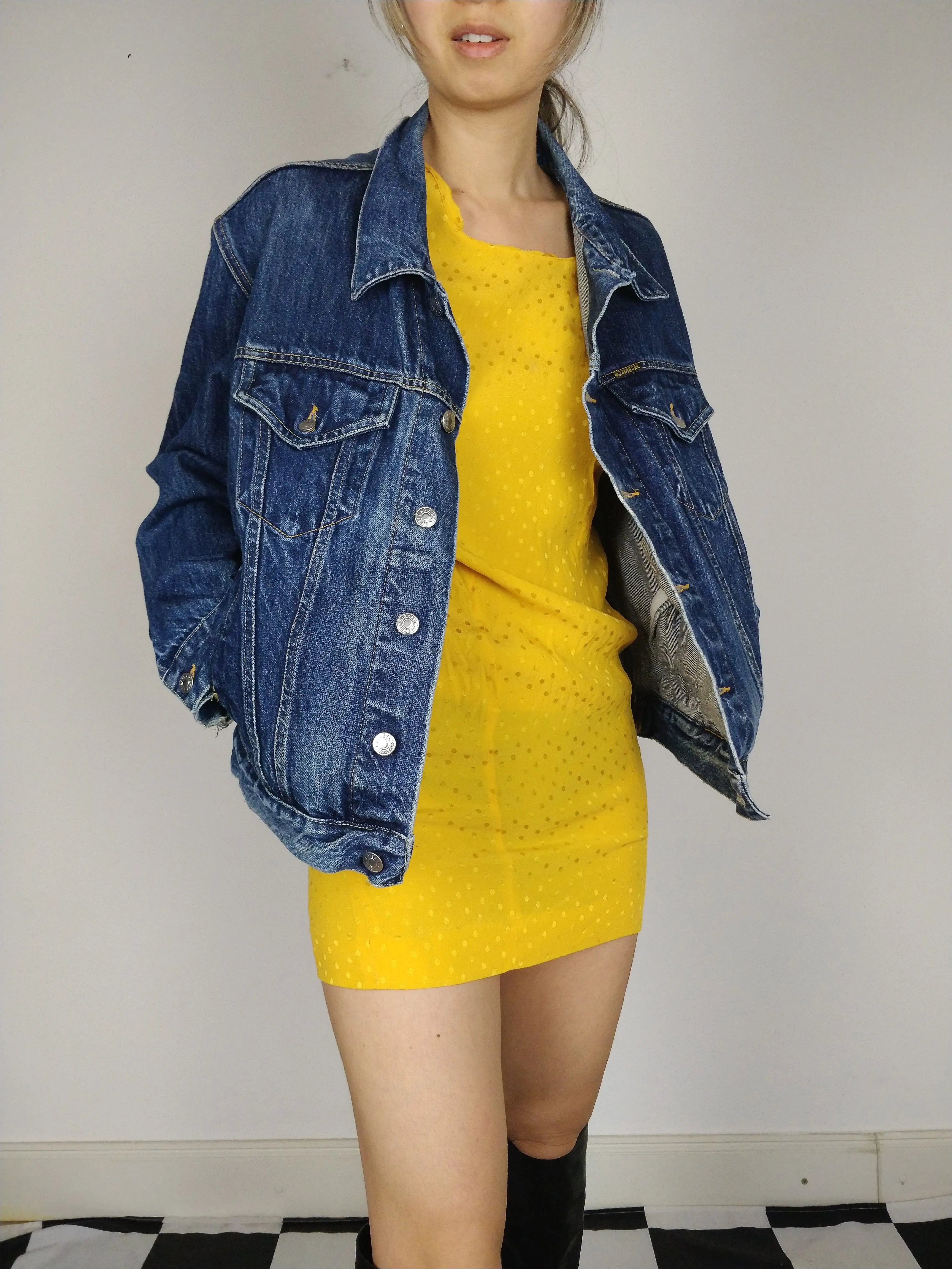 The Dark Diesel Denim | Vintage dark blue denim wash trucker jeans jacket Diesel designer women men unisex  M