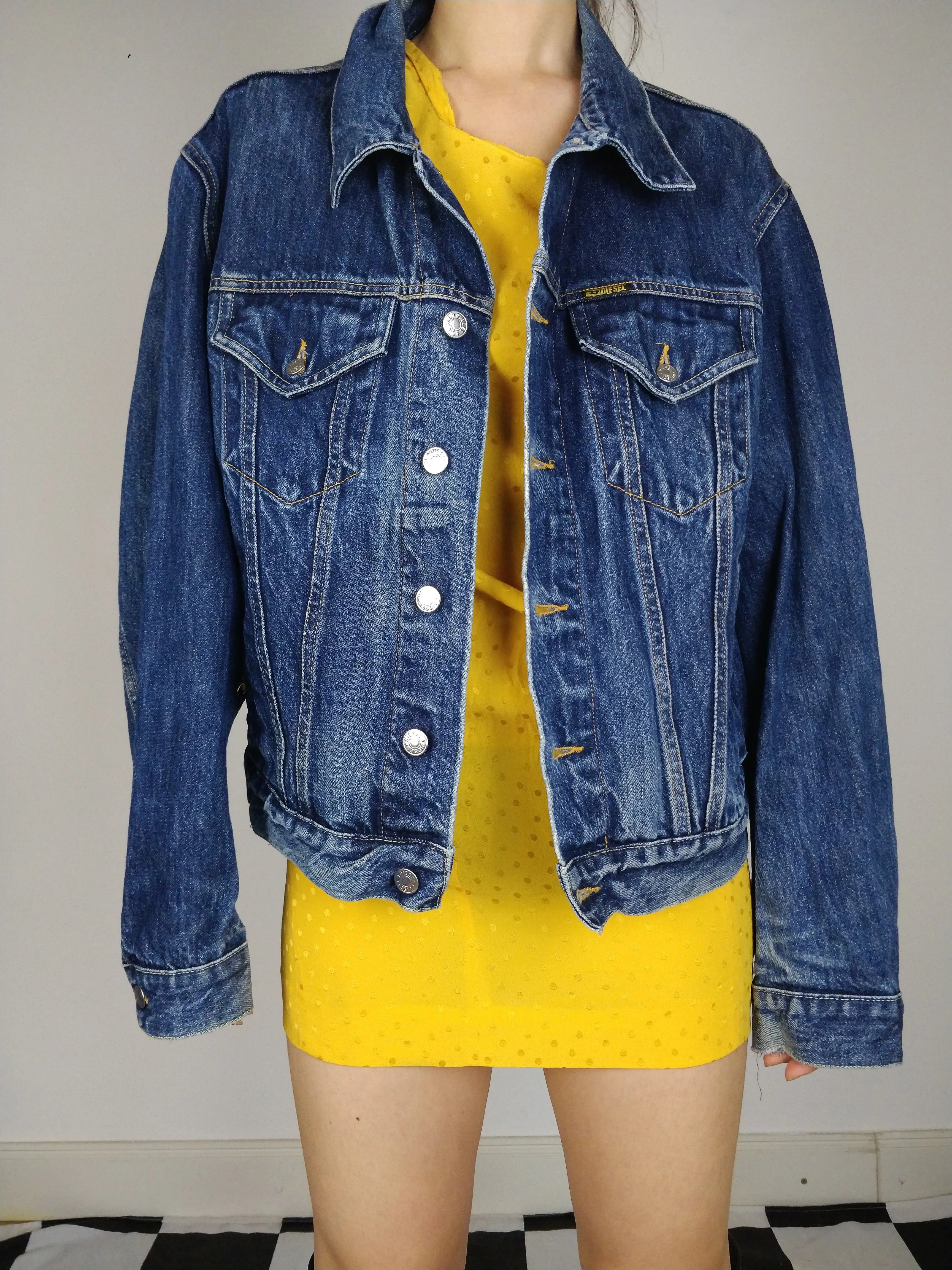 The Dark Diesel Denim | Vintage dark blue denim wash trucker jeans jacket Diesel designer women men unisex  M