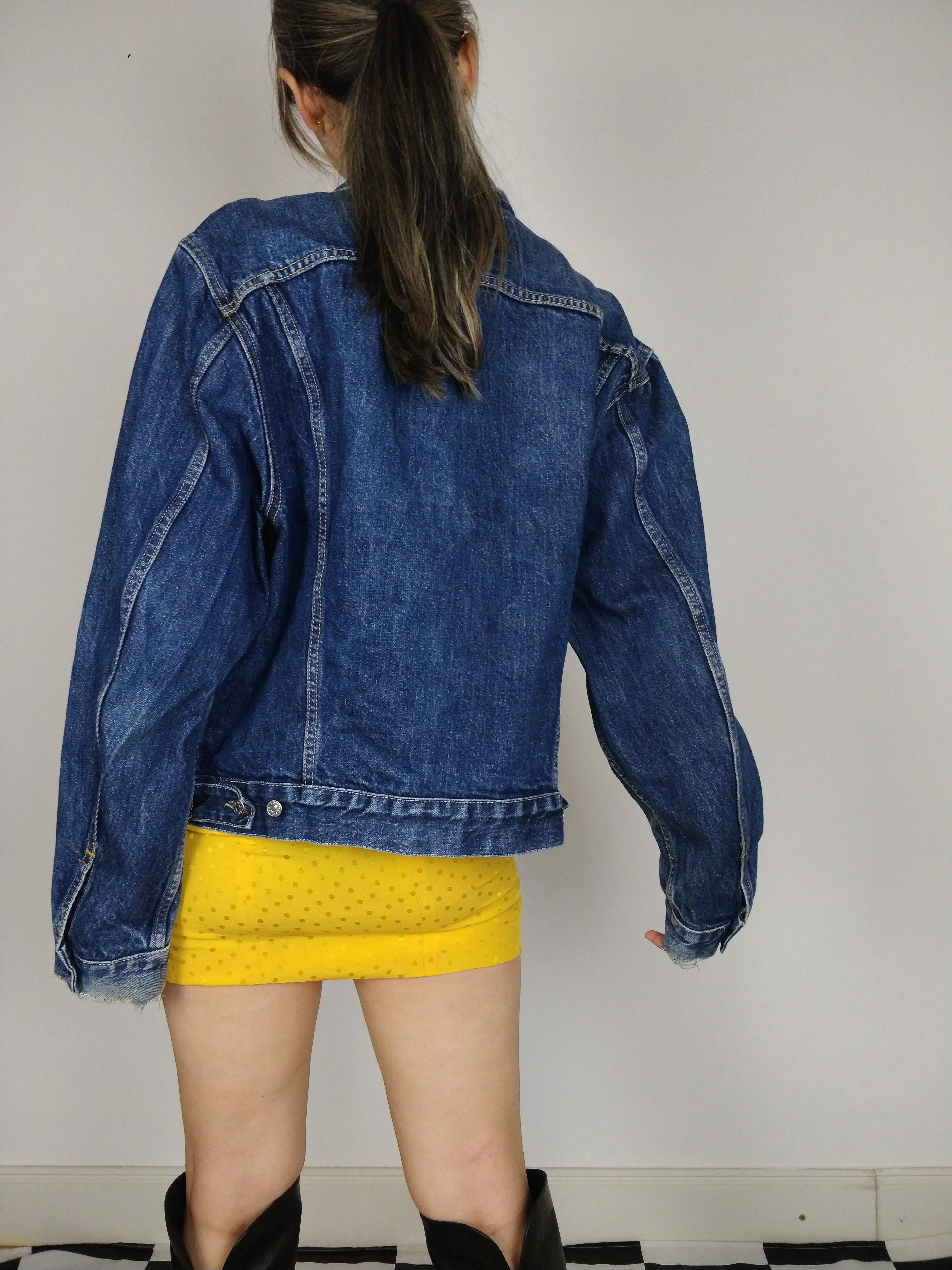 The Dark Diesel Denim | Vintage dark blue denim wash trucker jeans jacket Diesel designer women men unisex  M