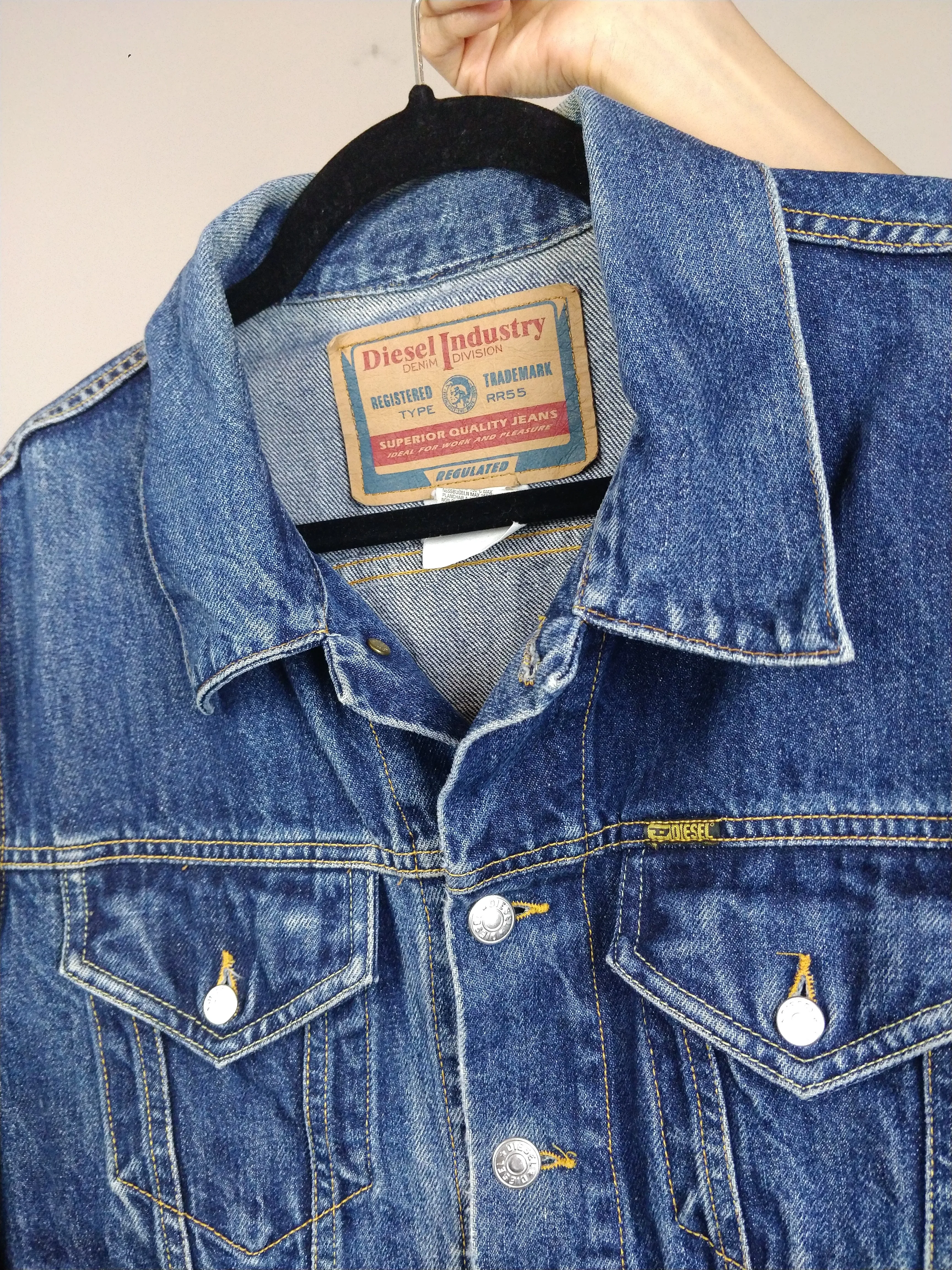 The Dark Diesel Denim | Vintage dark blue denim wash trucker jeans jacket Diesel designer women men unisex  M