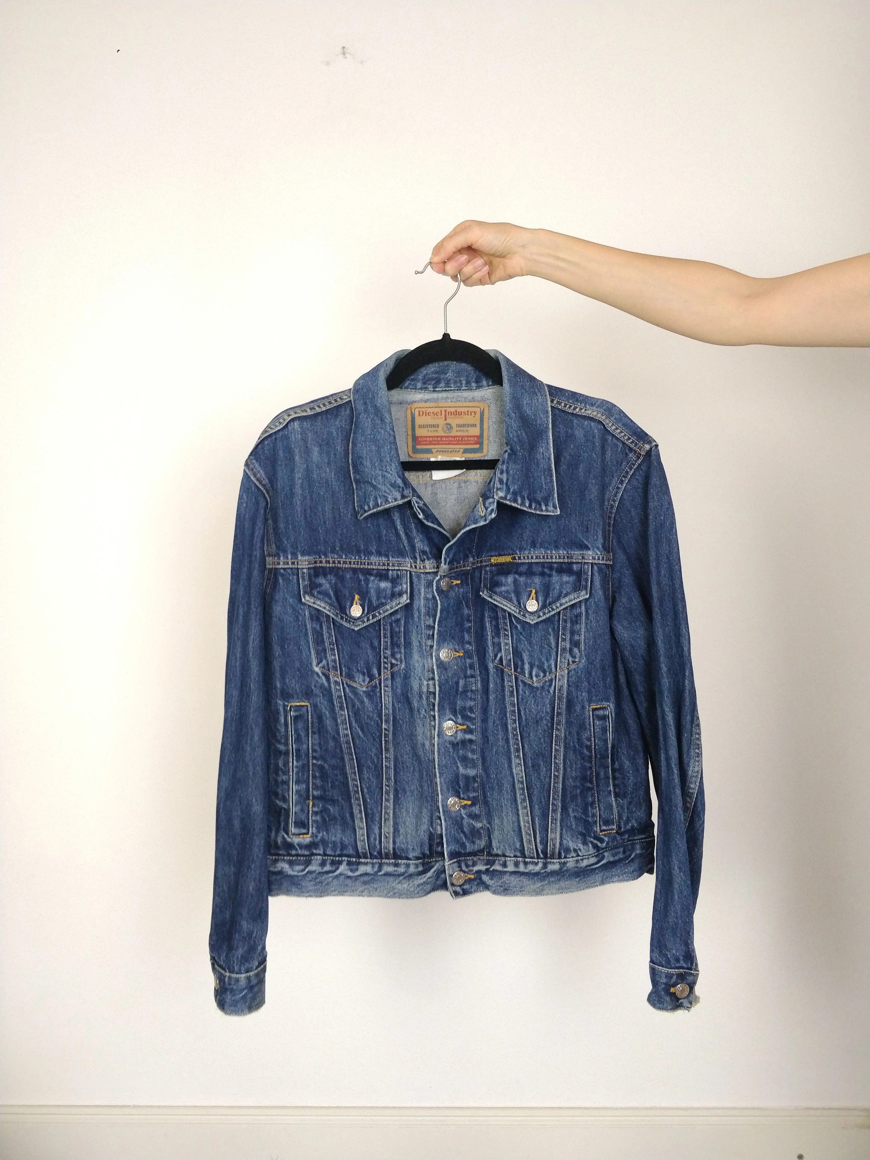 The Dark Diesel Denim | Vintage dark blue denim wash trucker jeans jacket Diesel designer women men unisex  M