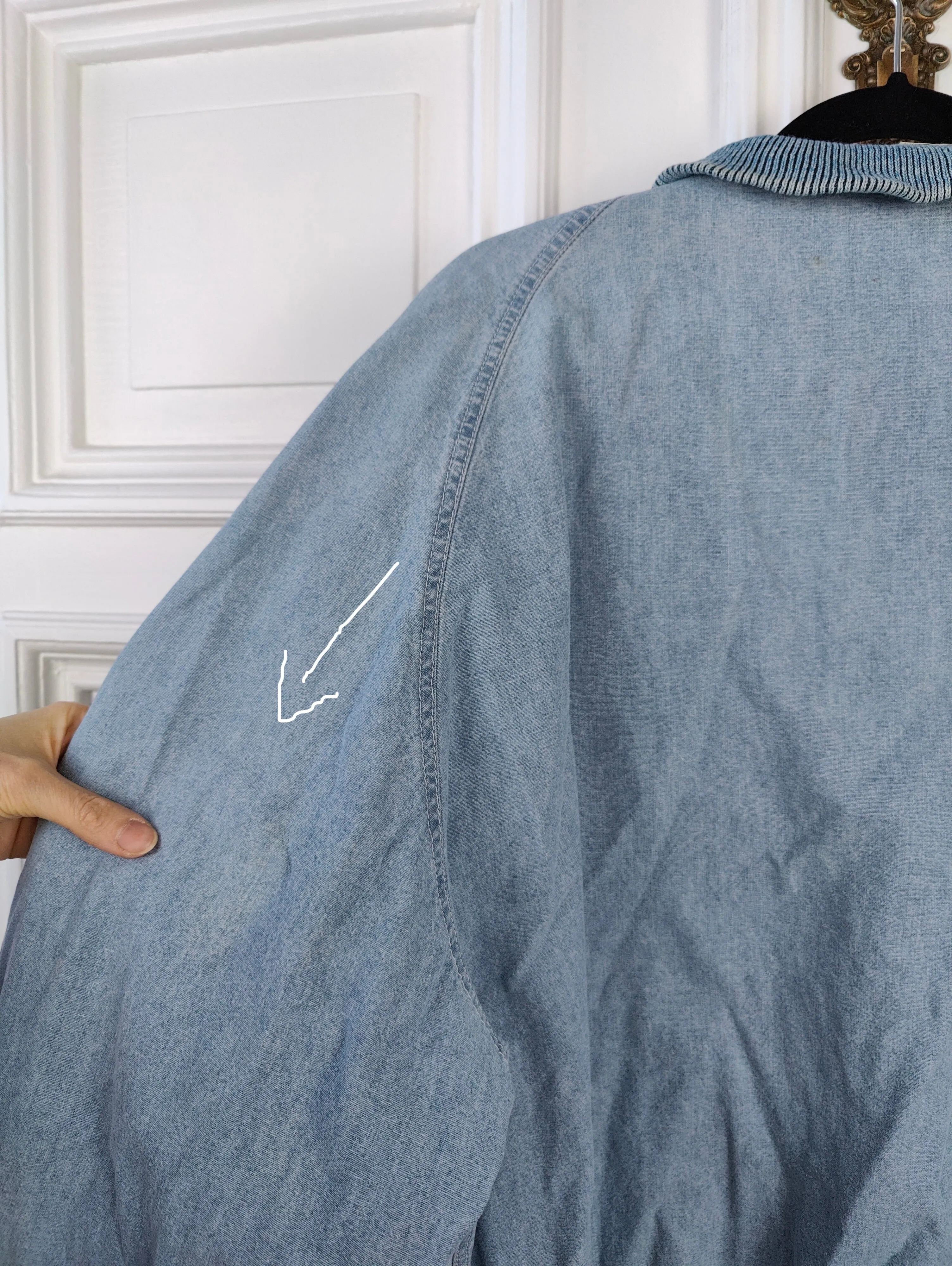 The Varsity Denim Jacket Roy Rogers | Vintage 80s USA baseball light blue jeans wash bomber summer spring embroidery men unisex women L
