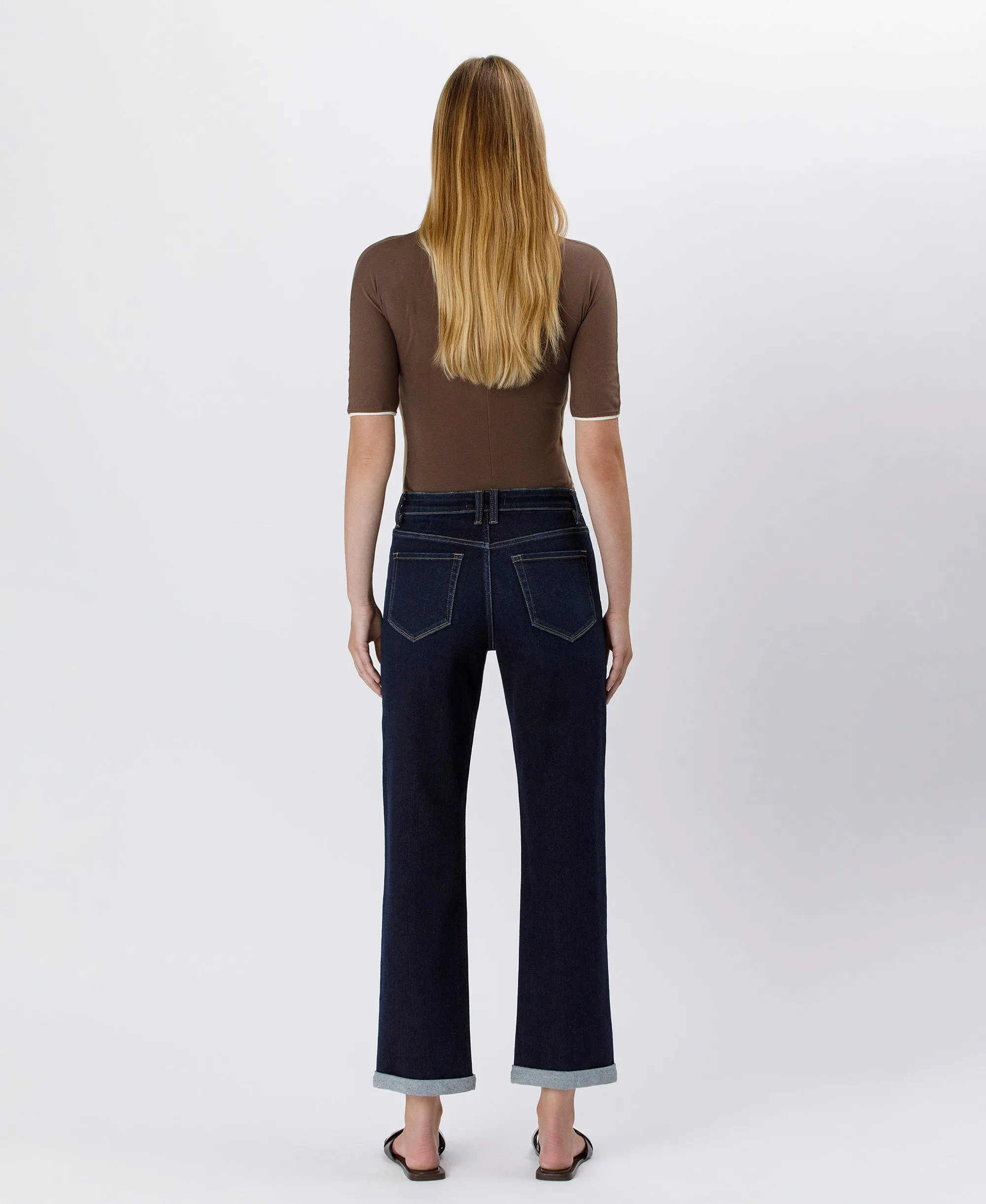 Time Away - High Rise Cuffed Crop Straight Jeans