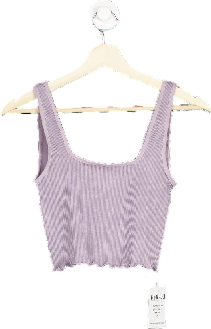 Urban Outfitters Lilac Ribbed Cropped Tank Top UK S