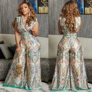 V-Neck Wide Leg Jumpsuit