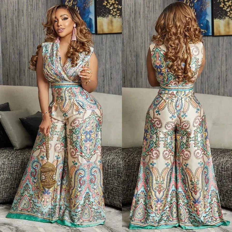 V-Neck Wide Leg Jumpsuit
