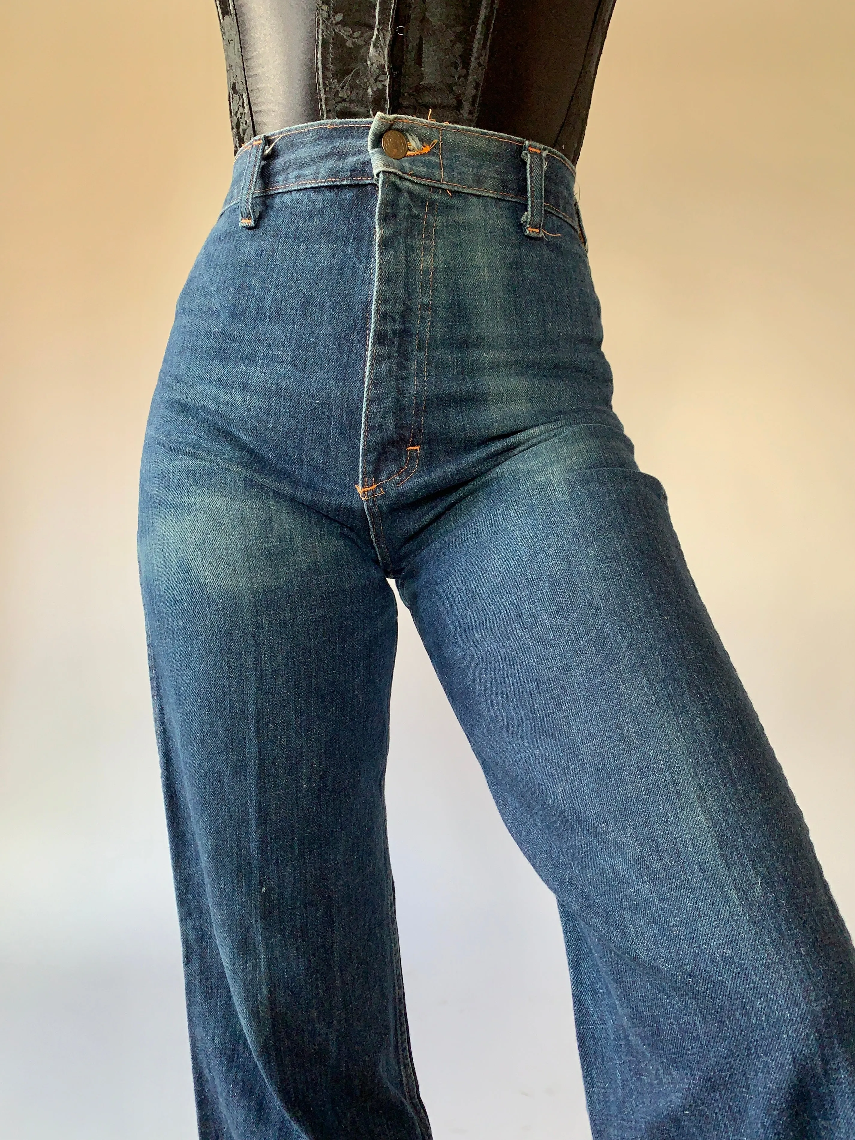 Vintage 1970s Embroidered Jeans (XS)