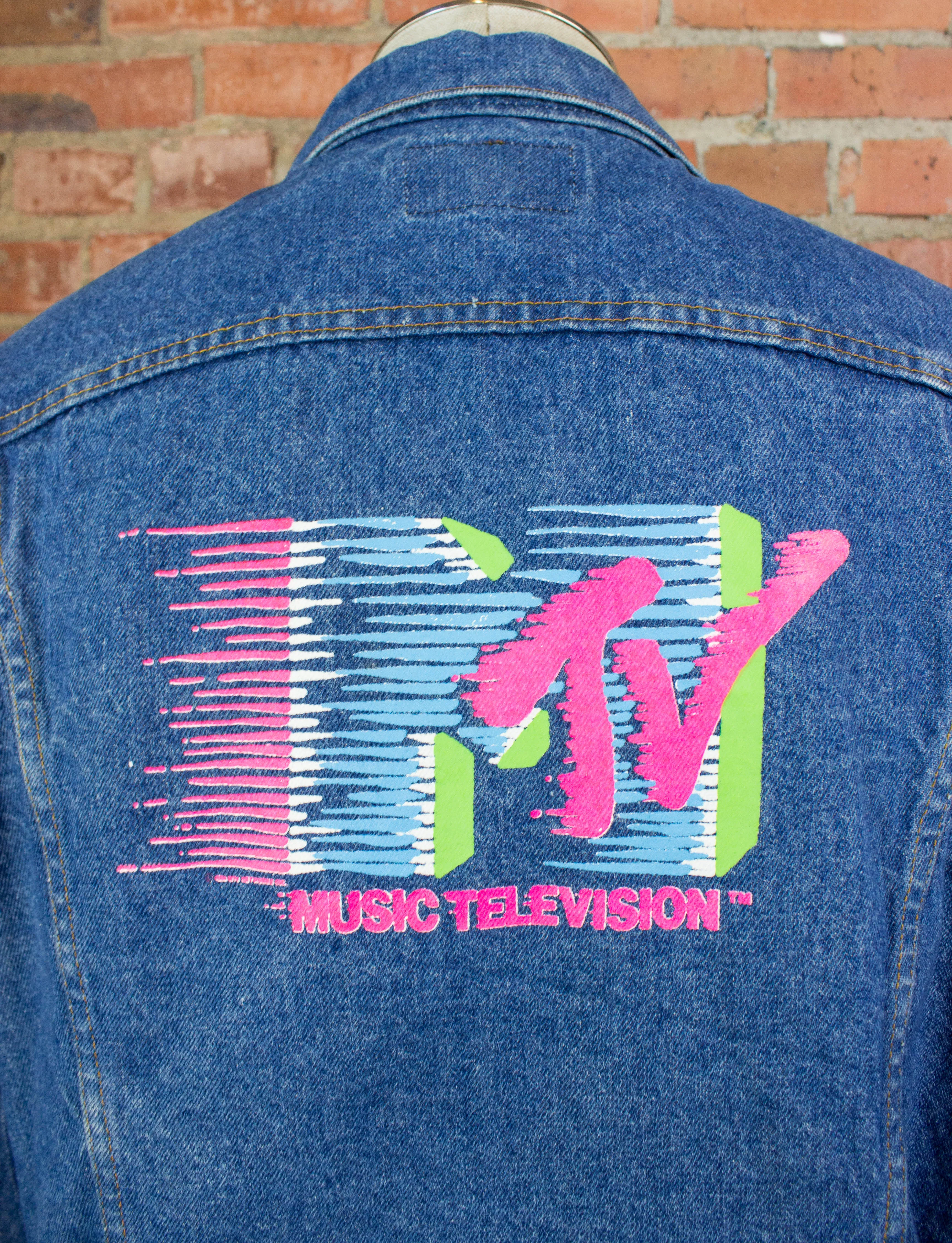 Vintage Levi's Denim Jean Jacket with Neon MTV Back Print Unisex XL