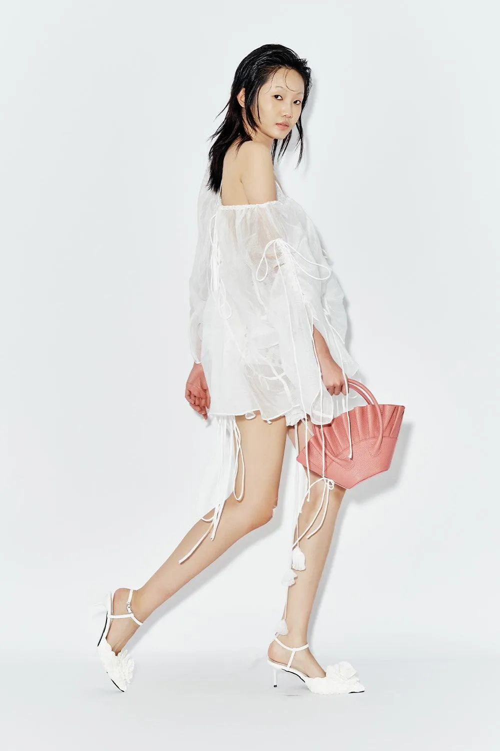 Wisteria Blouson Tie String Chiffon Top