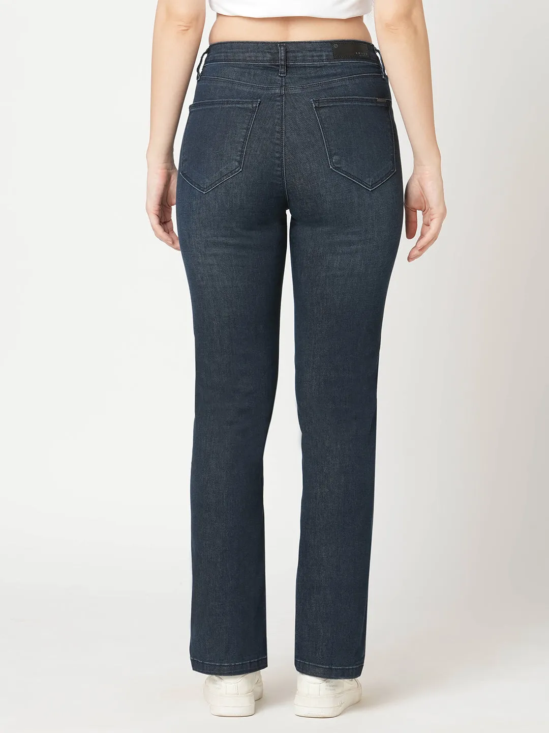 Women Blue High-Rise Slim Straight Fit Jeans