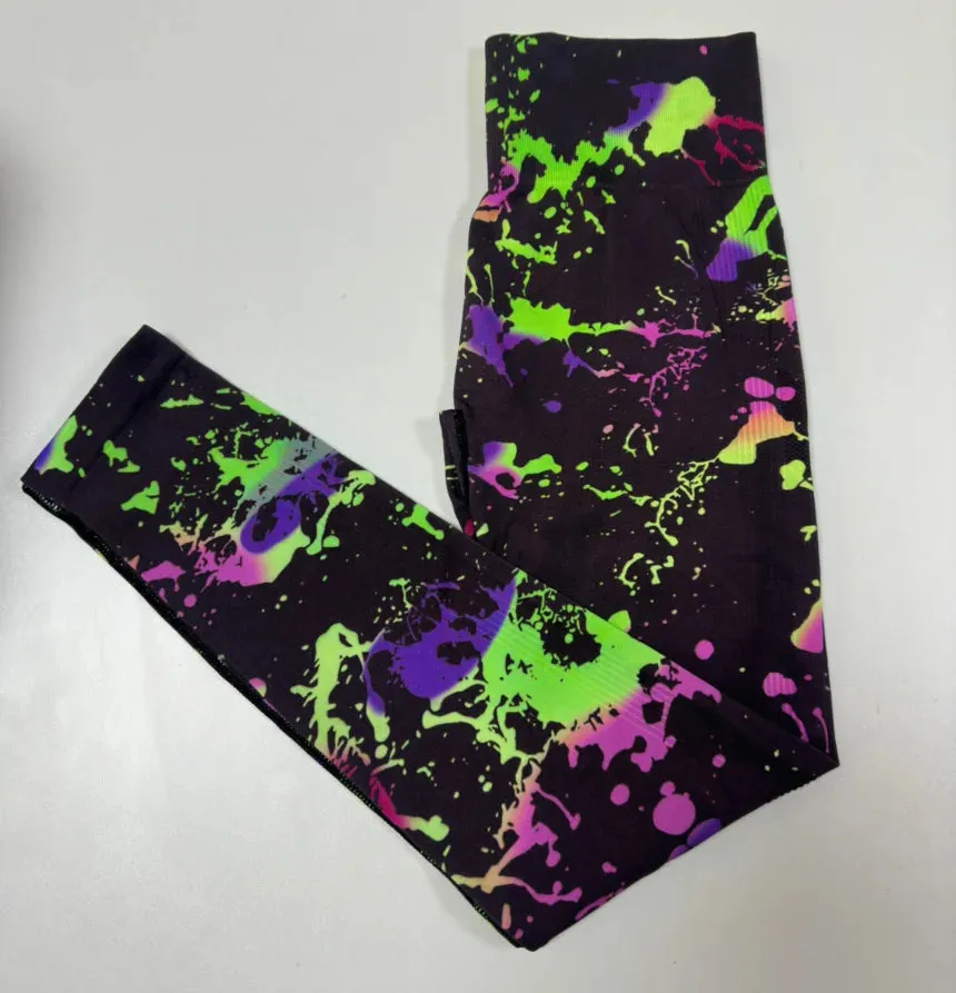 Women New Colorful Graffiti 3D Printing Leggings High Waist Seamless Push Up Yoga Pants