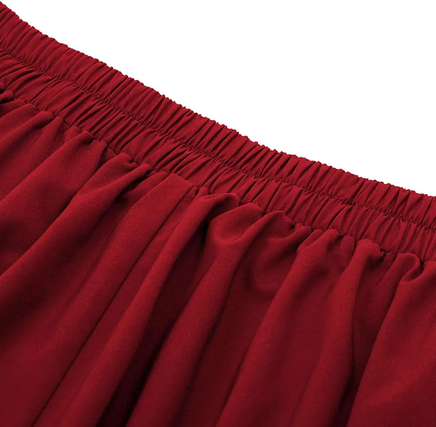 Women Plaid Skirt Vintage High Waist Pleated Skirt with Pockets Casual Flared Midi A-Line Skirt Pleated Skirt (Red, S)
