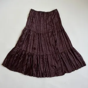 Y2K brown satin pleated midi skirt - M/L