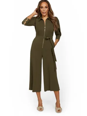 Zip-Front Wide-Leg Jumpsuit